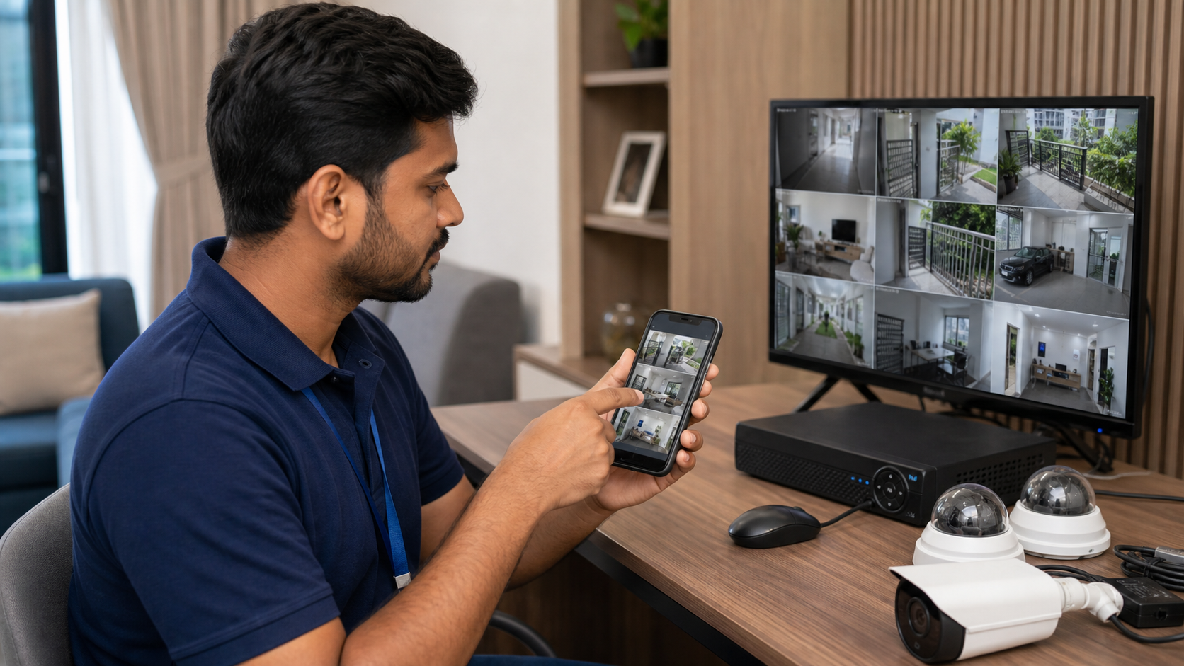 Mobile CCTV viewing setup