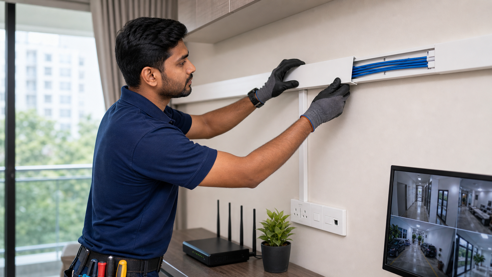 Cable trunking installation with neat cabling