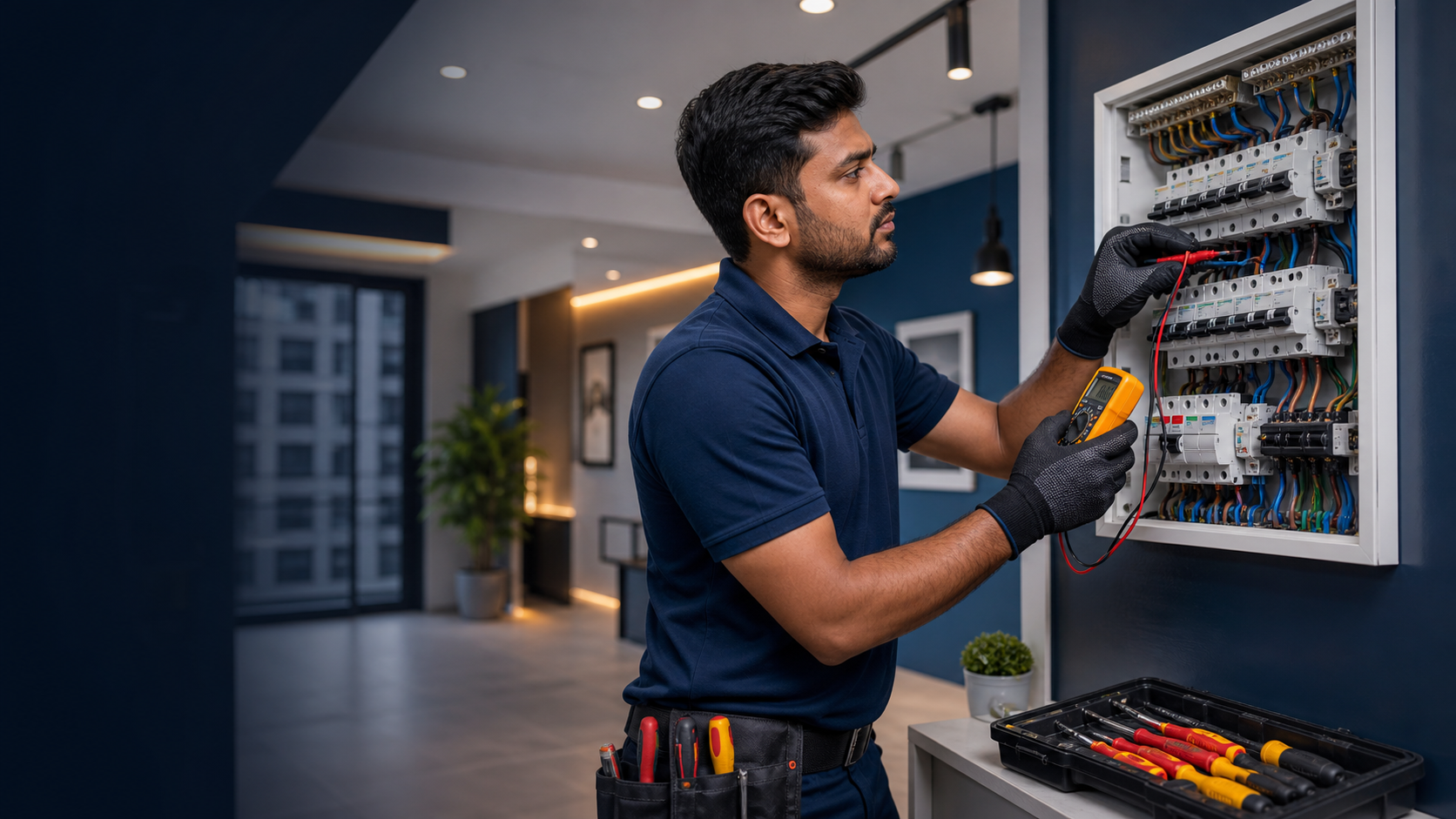 Professional electrical service background