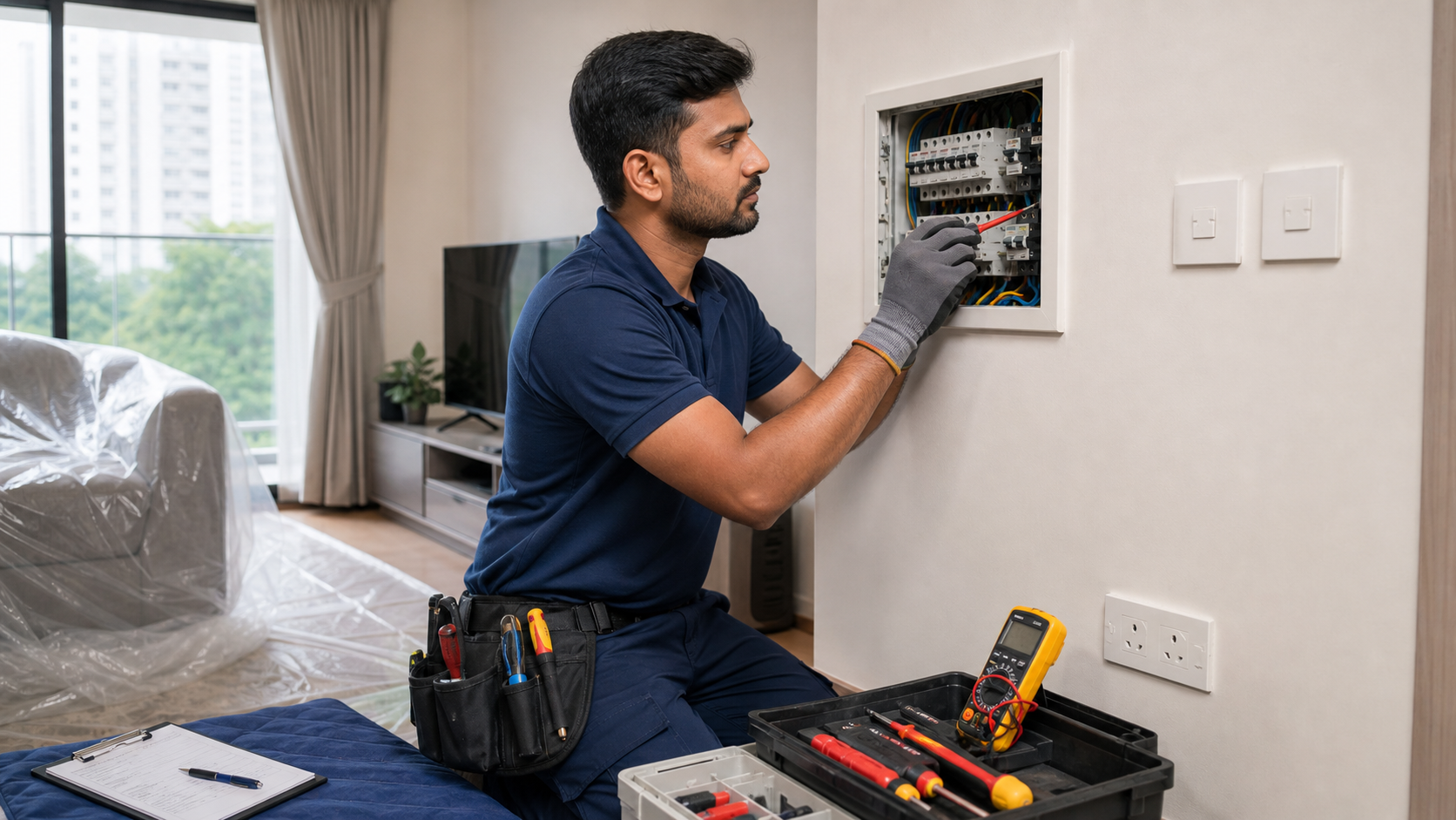 General electrical maintenance with safety check