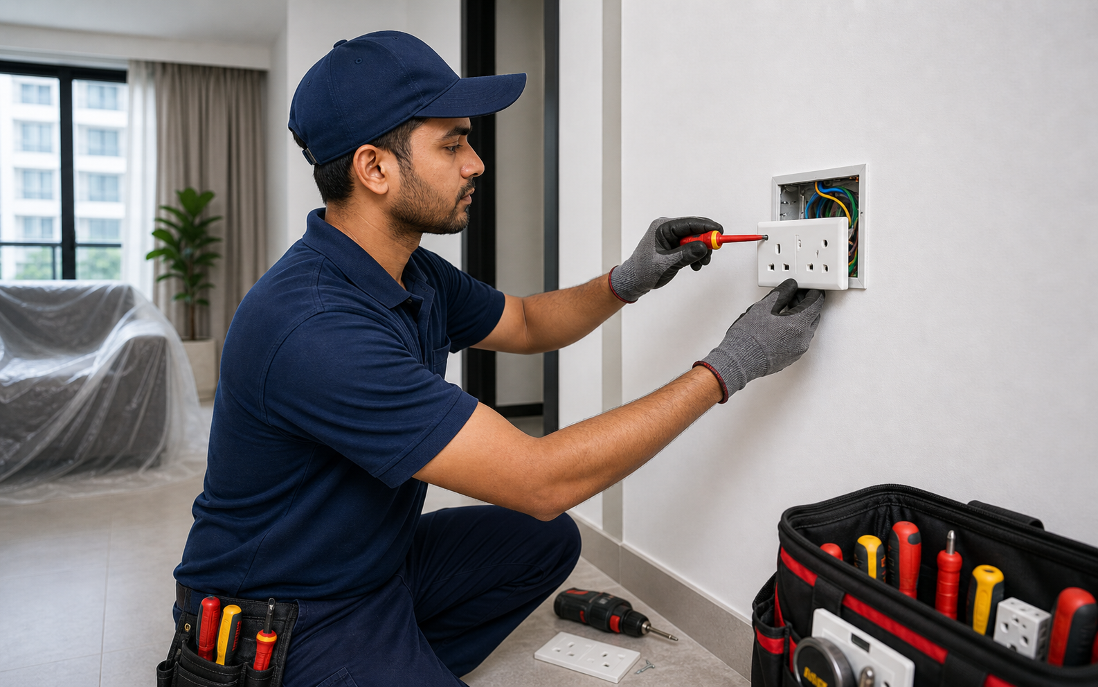 Socket installation with safe wiring check