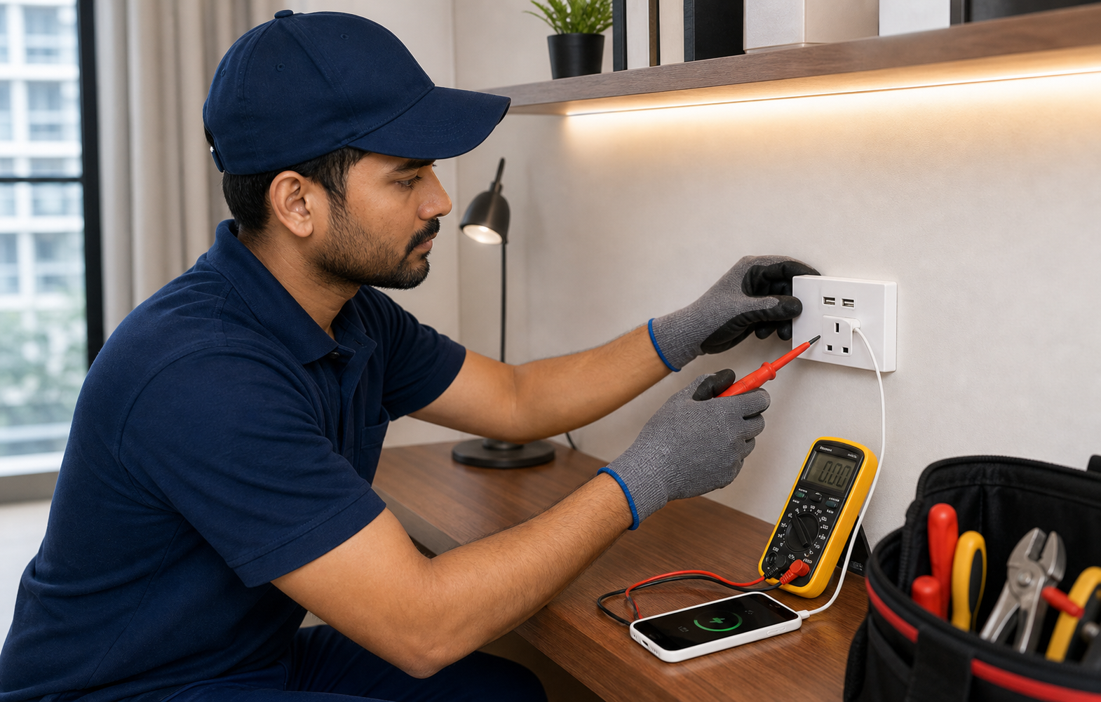 USB power point installation and testing
