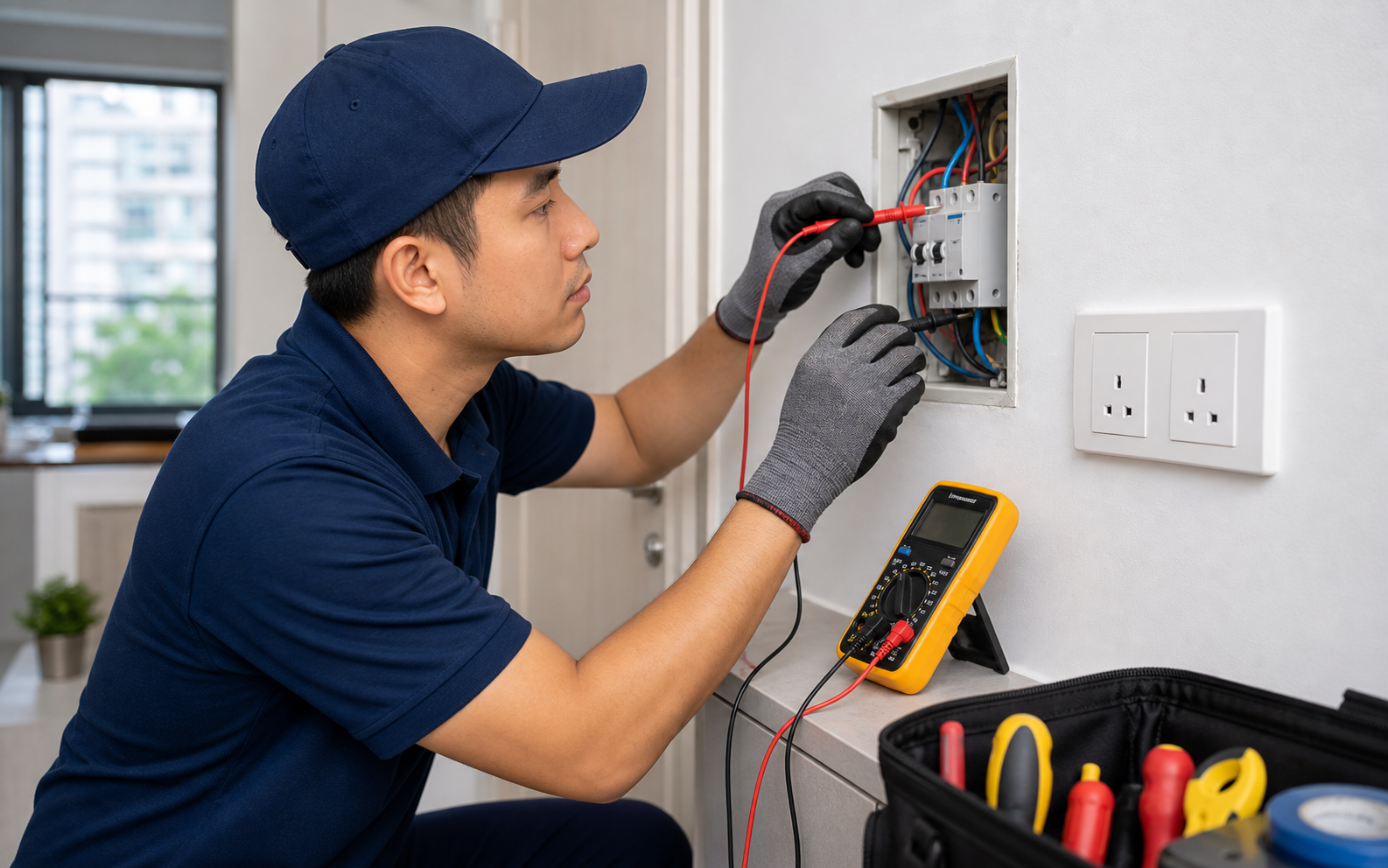 Short circuit repair with insulated tools