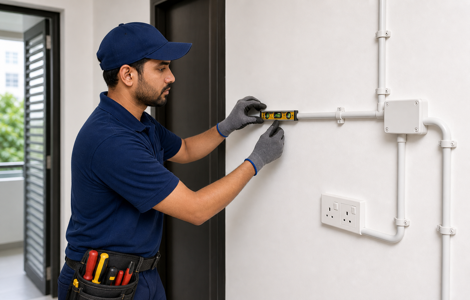 Exposed wiring in clean surface conduit