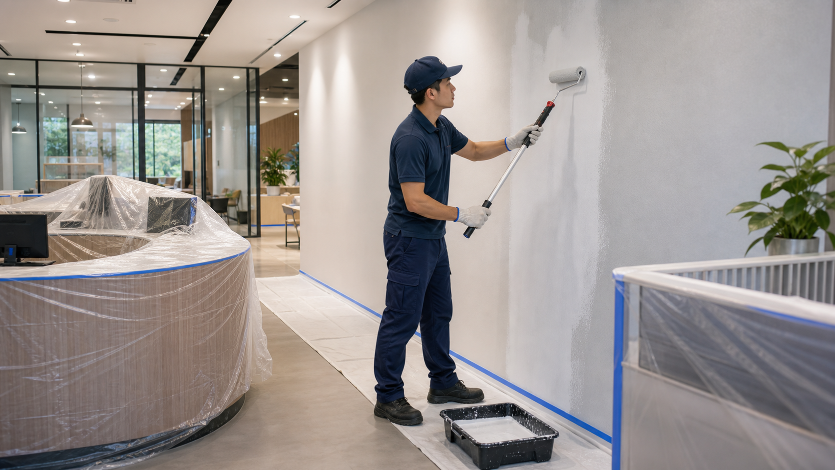 Commercial low disruption painting workflow