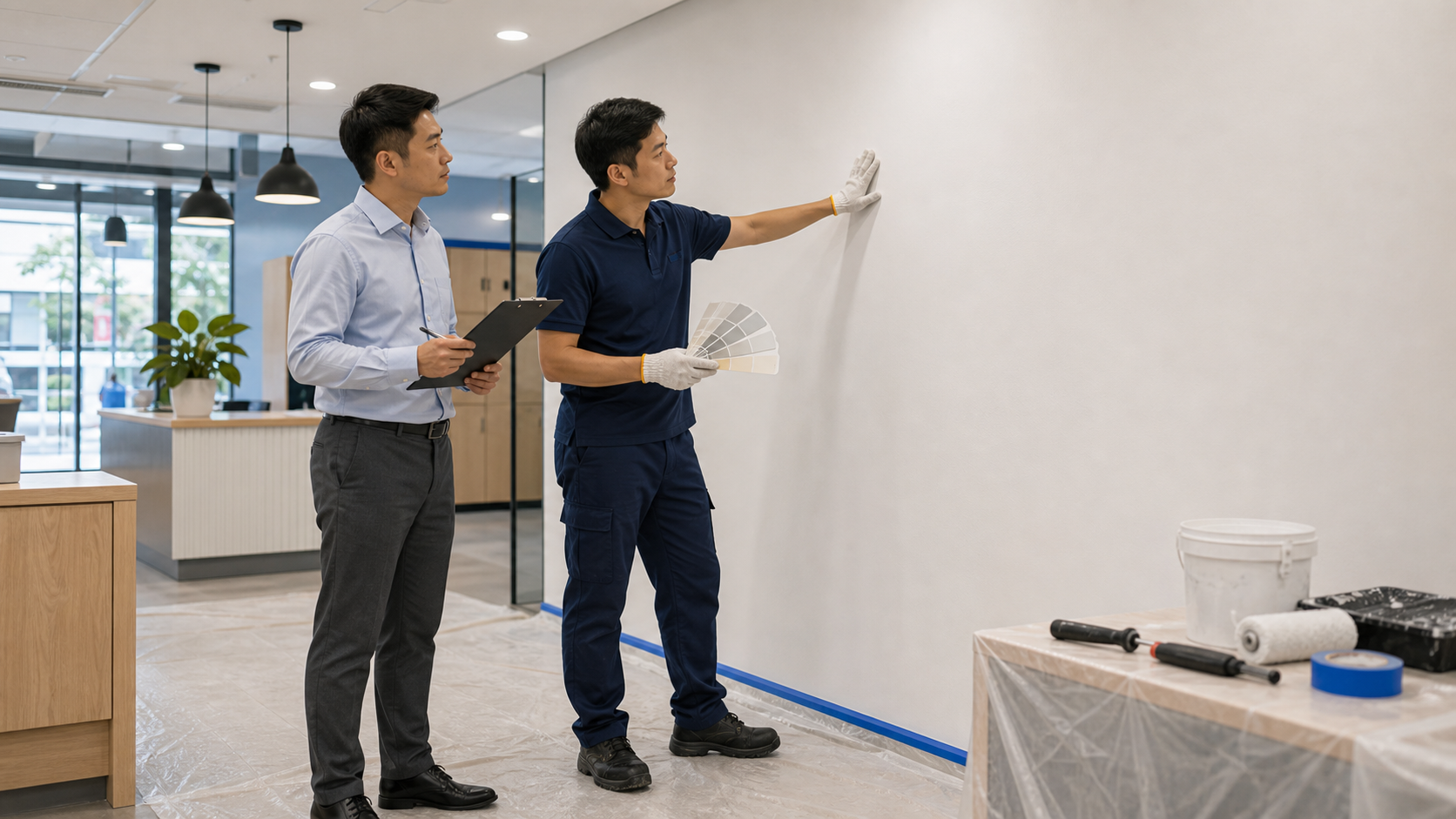 Commercial painting site coordination and inspection