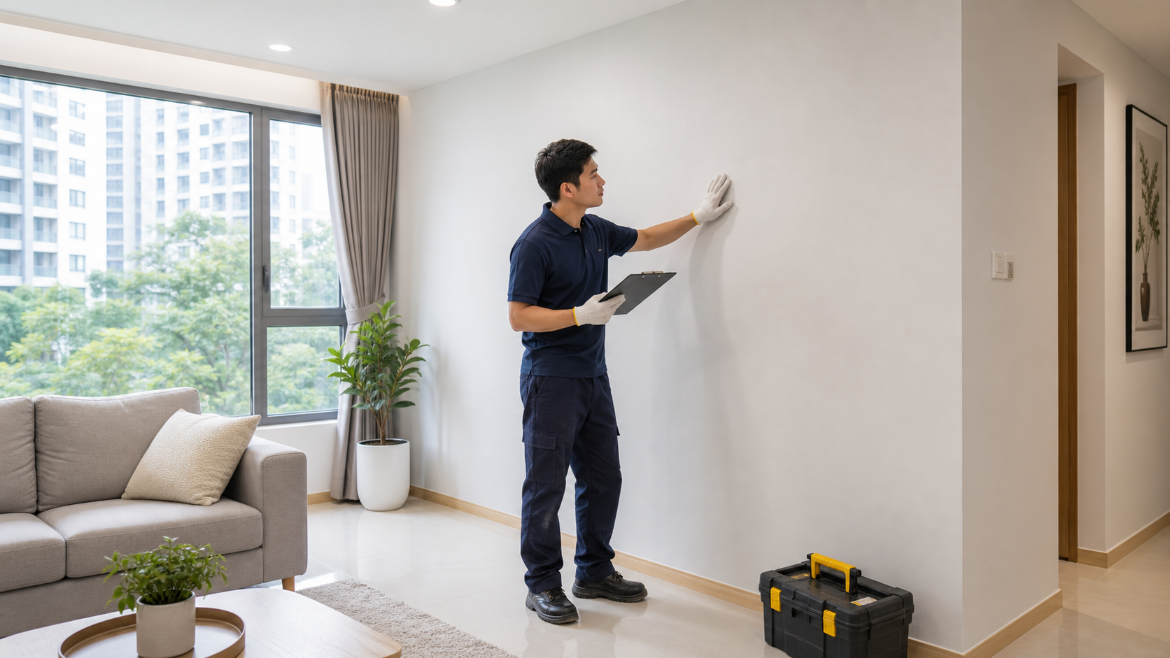Residential painting final inspection and cleanup