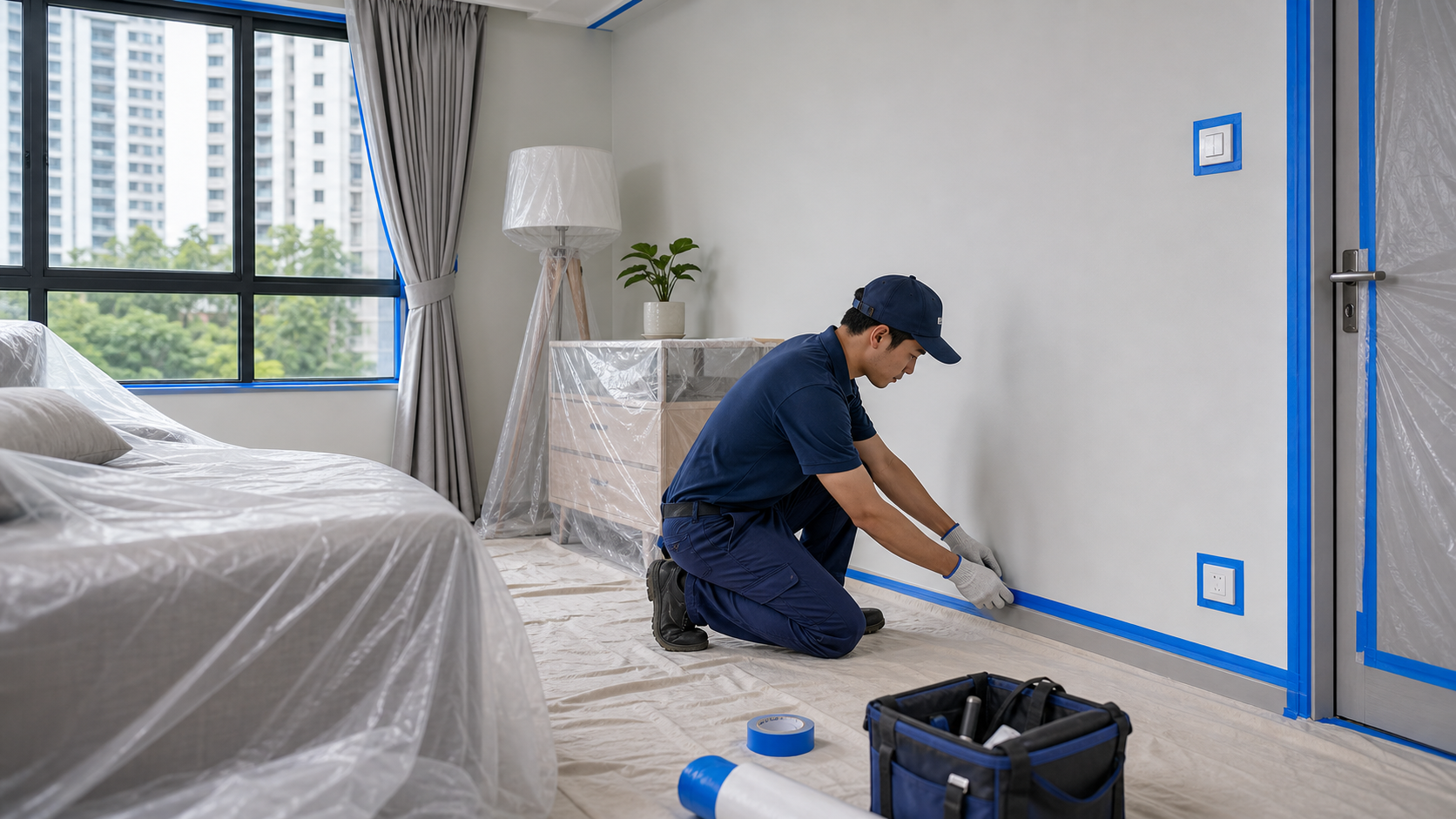 Residential painting furniture protection and masking