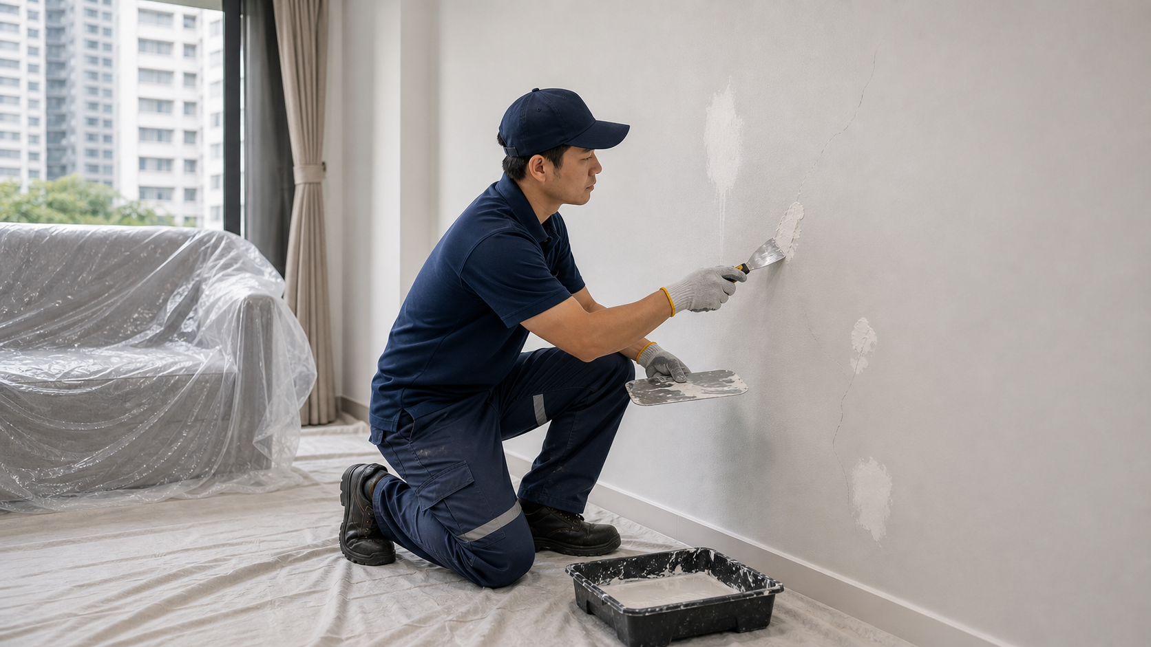 Touch-up putty repair for small wall damage