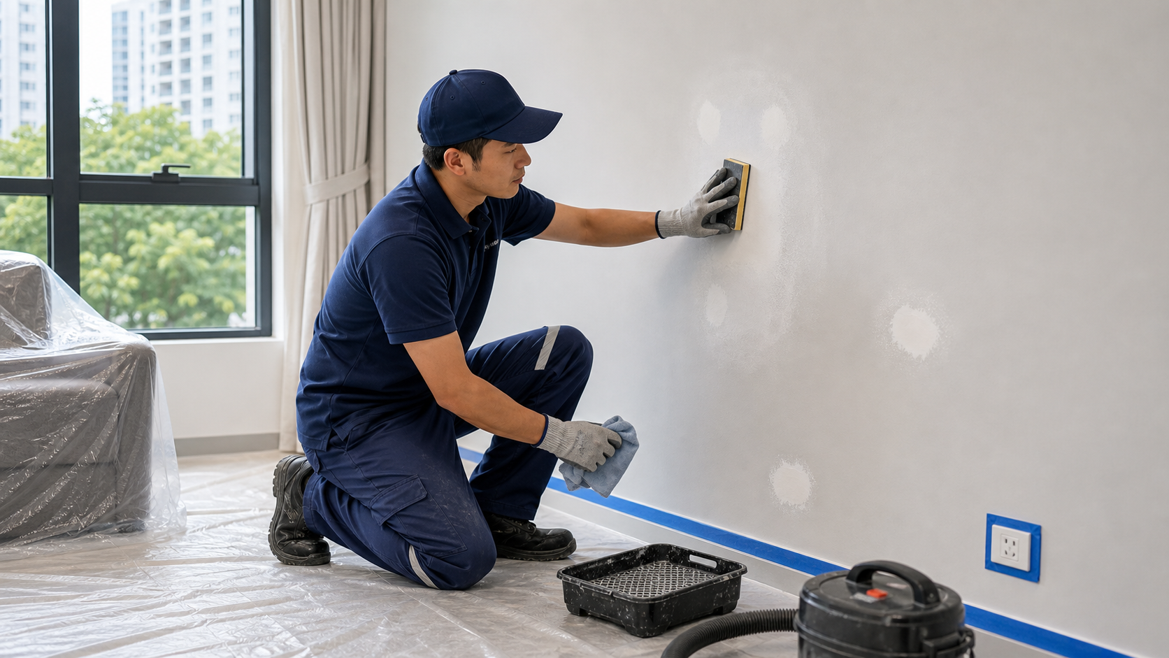 Touch-up sanding and surface blending