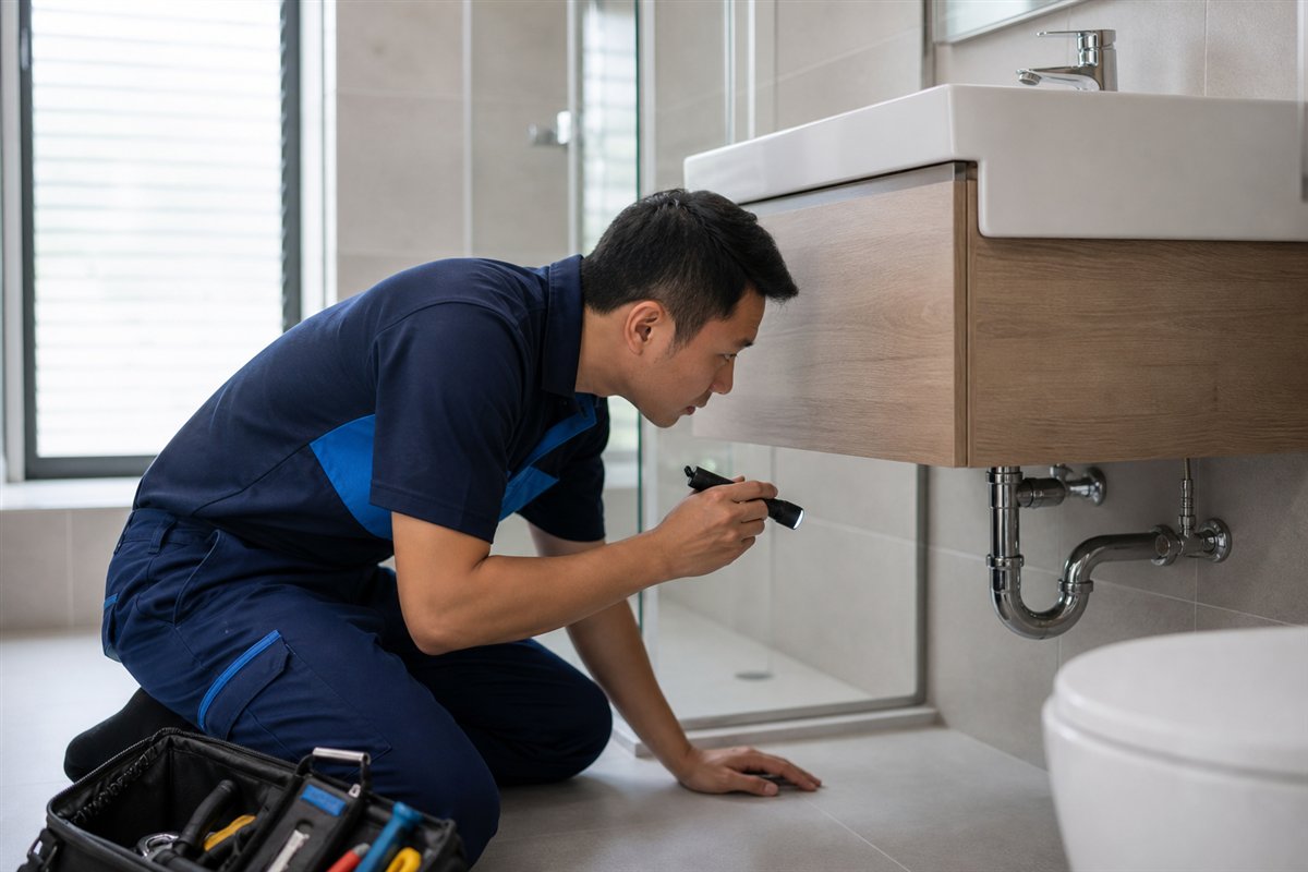 Bathroom leak inspection